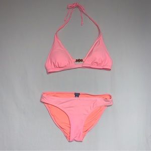 Aerie Neon Pink Super Scoop String Bikini Women’s Small Beach Pool Swim Set